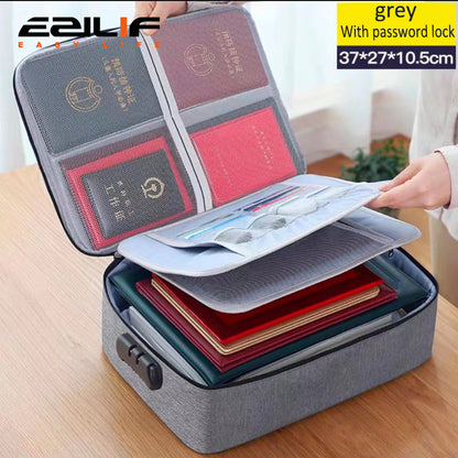 Large Capacity Household Folder, Certificate Passport Card Bag, Home Document Storage Organizer, Durable Archive Storage