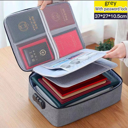Large Capacity Household Folder, Certificate Passport Card Bag, Home Document Storage Organizer, Durable Archive Storage