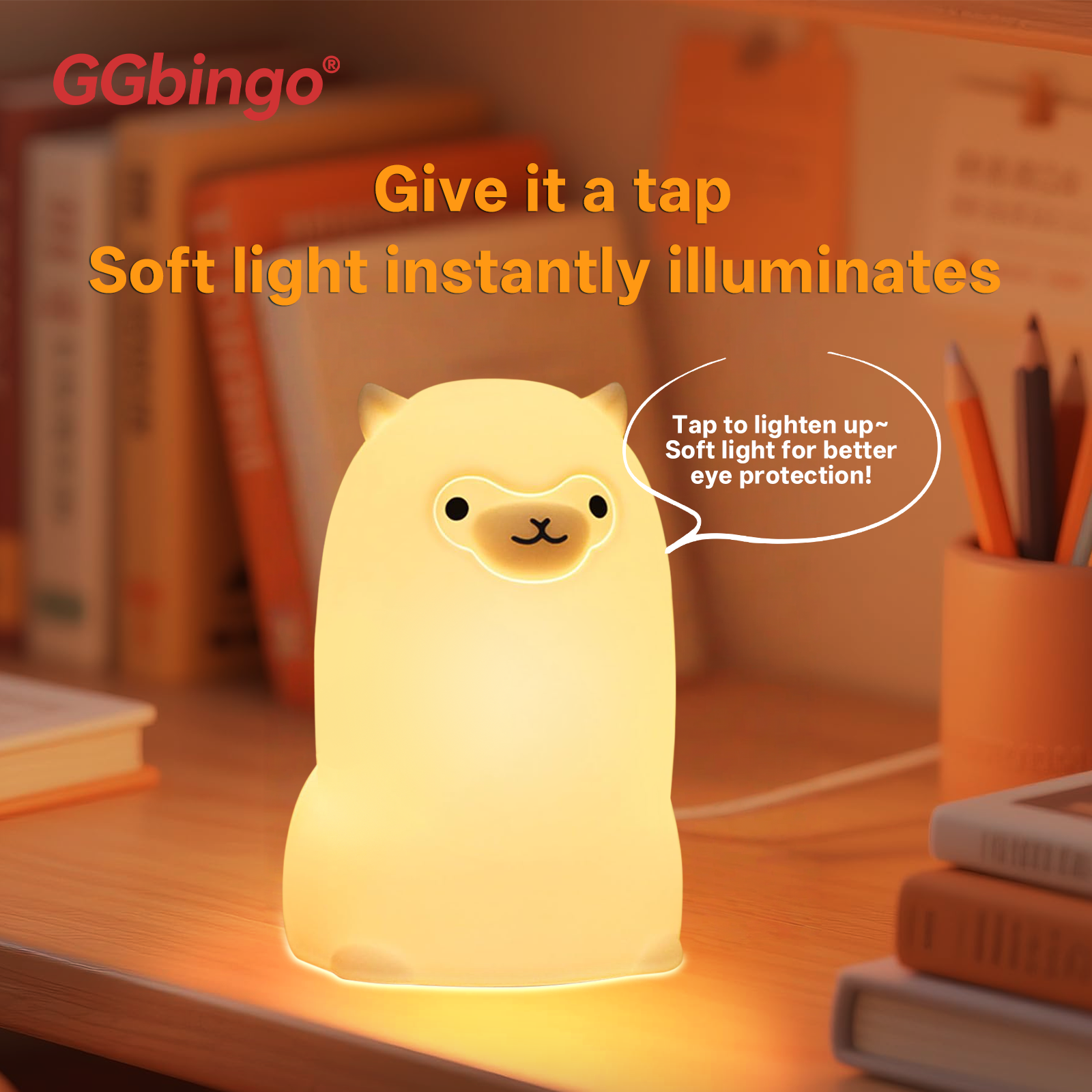 Silicone Stress Relief Pat Duck Lamp, Cute Pear Night Light, Dimmable, USB Rechargeable Touch Control