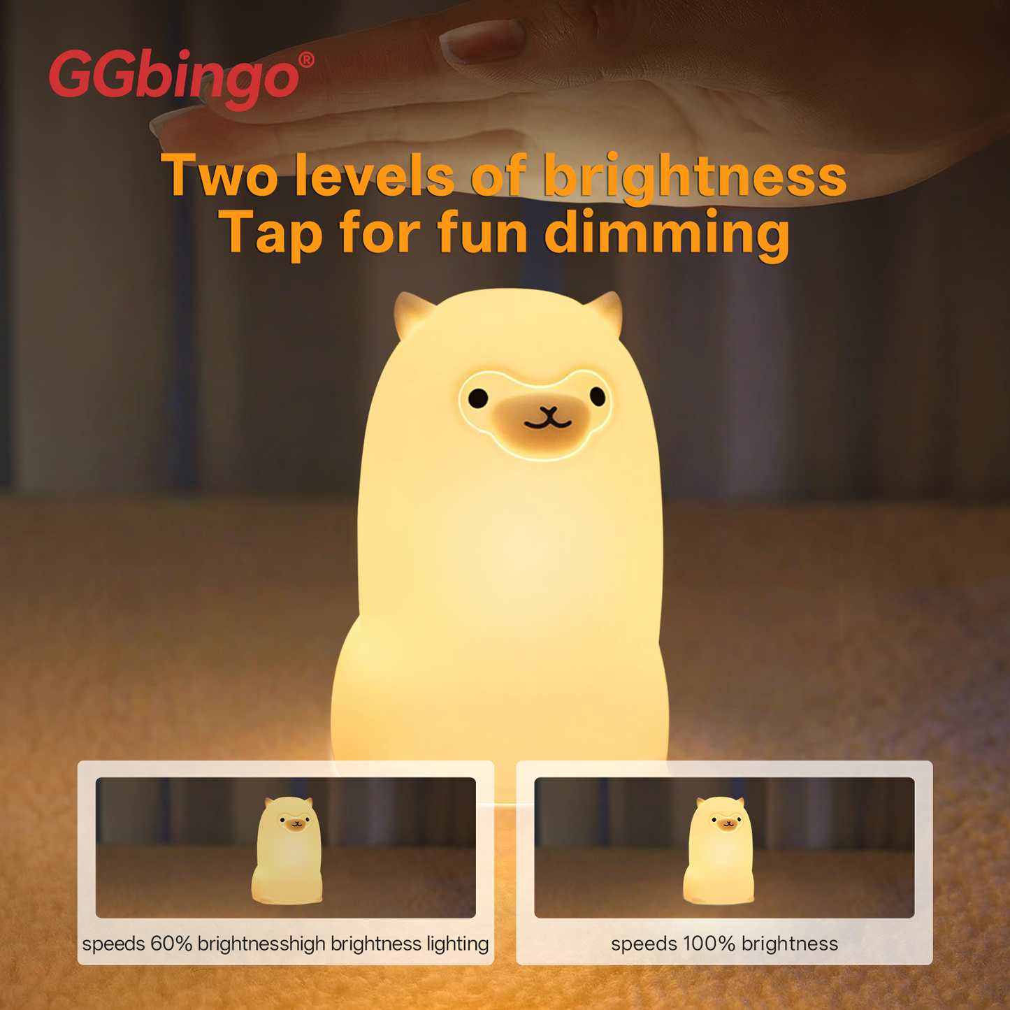 Silicone Stress Relief Pat Duck Lamp, Cute Pear Night Light, Dimmable, USB Rechargeable Touch Control