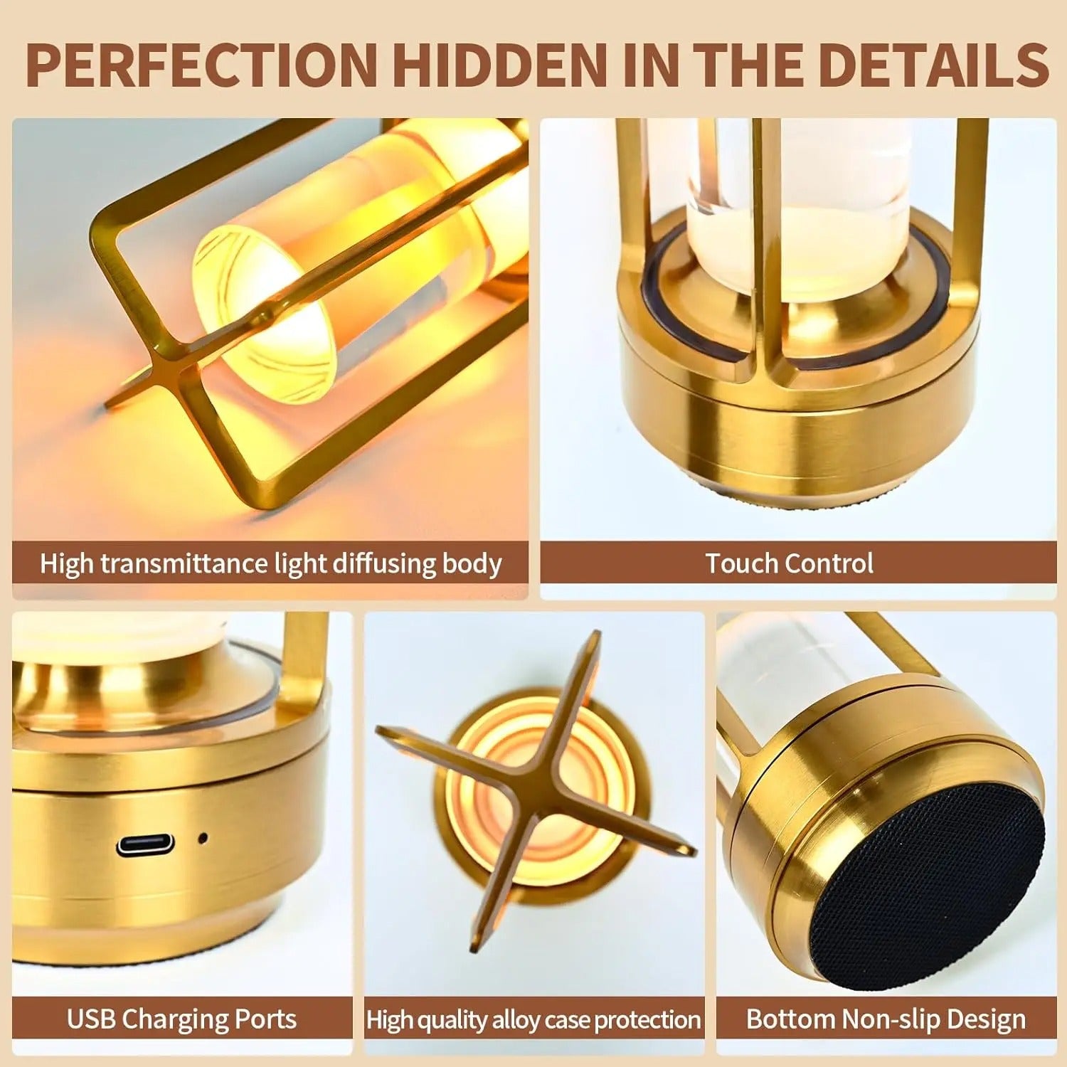 Rechargeable Wireless Table Lamp LED Touch Sensor Night Light Desktop Reading Lamp For Bedroom Bar  4