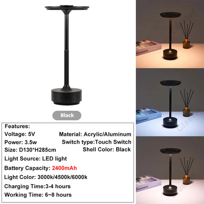 Rechargeable Wireless Table Lamp LED Touch Sensor Night Light Desktop Reading Lamp For Bedroom Bar  9