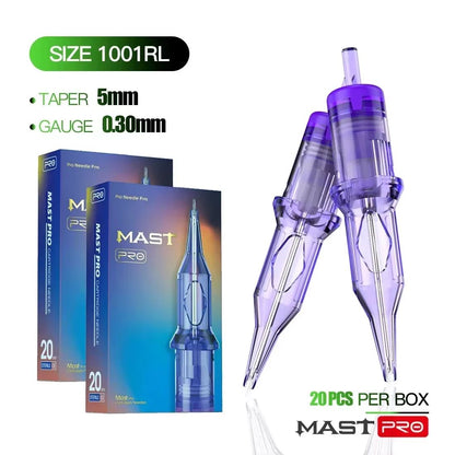 Mast Pro Disposable Tattoo Needle Cartridges  Box Of 20 Precision Round Liner Cartridges For Rotary 1