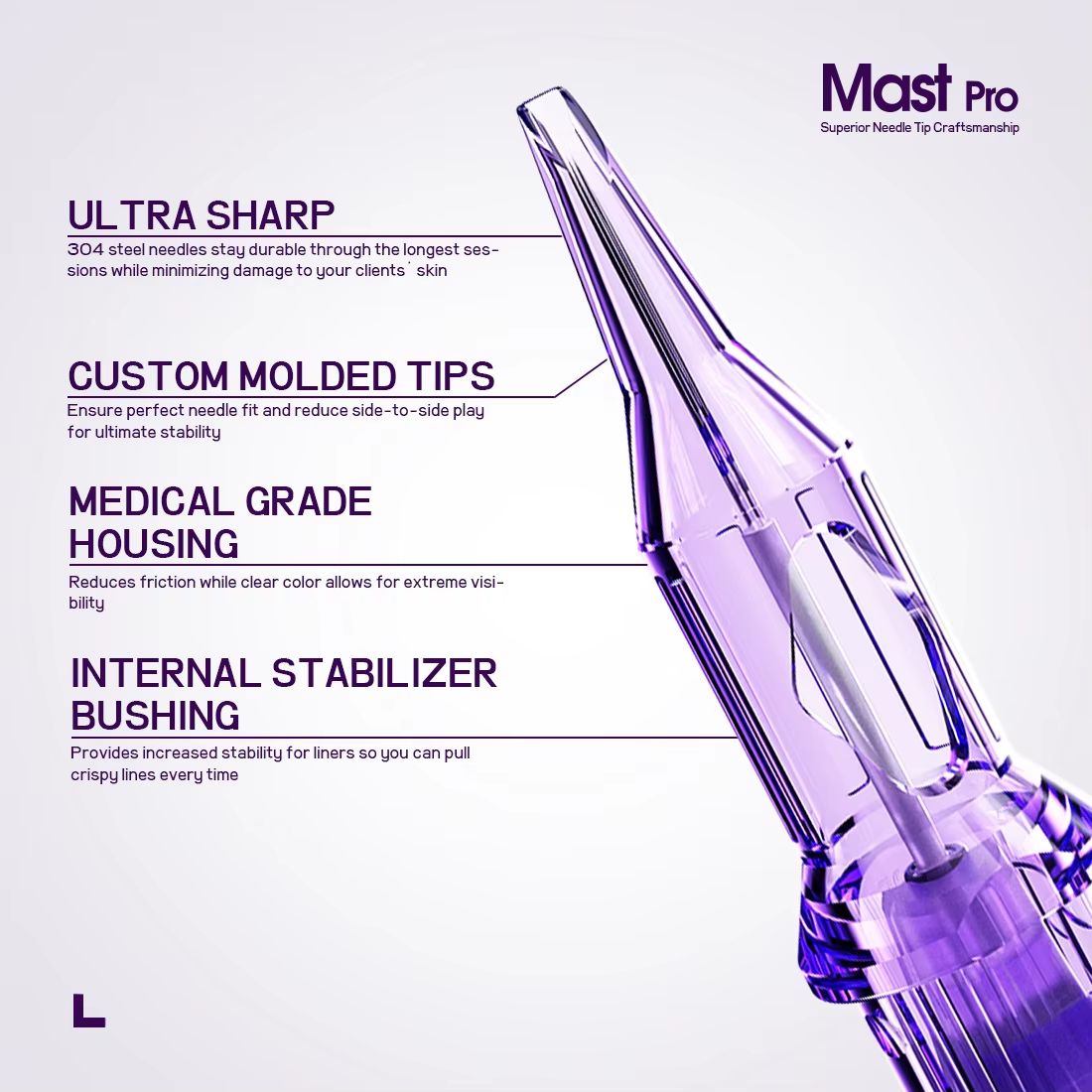 Mast Pro Disposable Tattoo Needle Cartridges  Box Of 20 Precision Round Liner Cartridges For Rotary 3