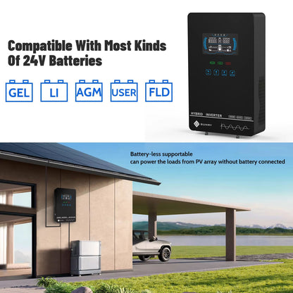 Sumry 4000W Hybrid Solar Inverter  24V OffGrid Pure Sine Wave Power Inverter With 140A MPPT Control