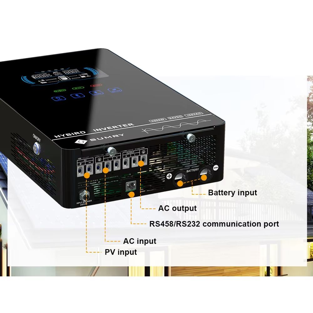 Sumry 4000W Hybrid Solar Inverter  24V OffGrid Pure Sine Wave Power Inverter With 140A MPPT Control