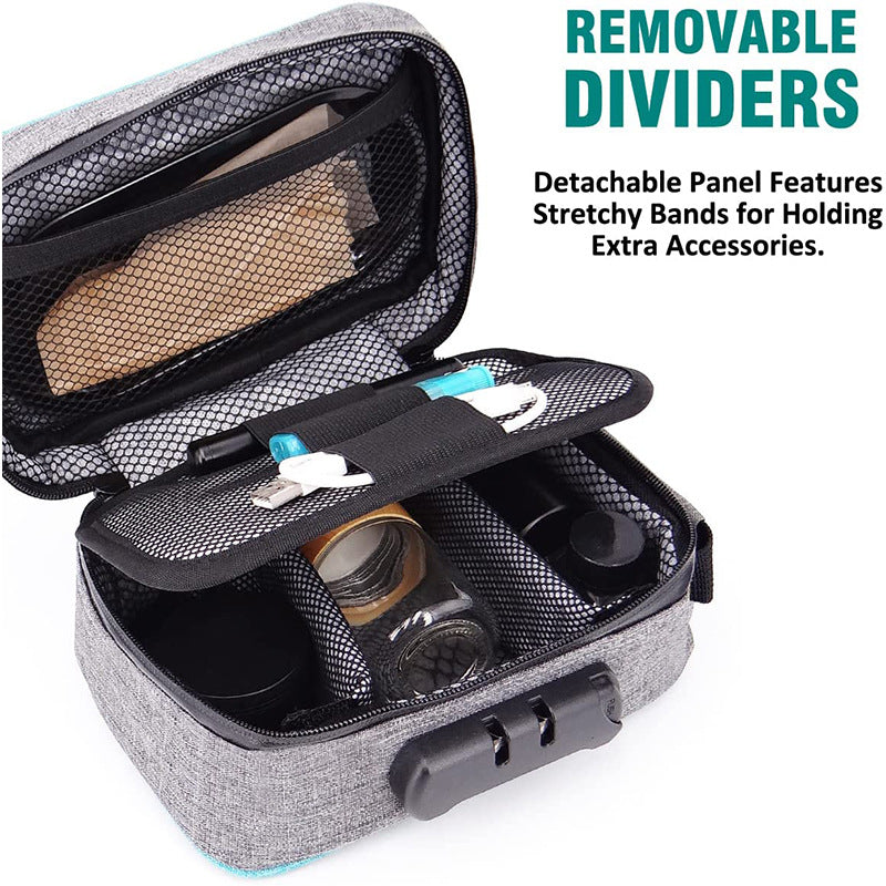Combination Lock Smell Proof Cigarette Smoking Bag Tobacco Herbs Stash Box Secure Cigar Grinder Pip 1