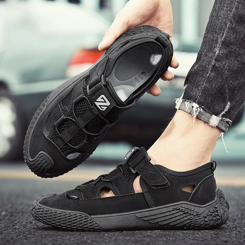 Mens Breathable Leather Hiking Shoes Lightweight Outdoor NonSlip Mesh Footwear For Comfortable Summ 2