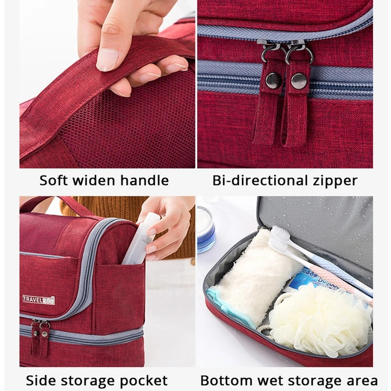 Travel Organizer New Dry Wet Hanging Womens Cosmetic Bags Make Up Case Wash Toiletry Bag Necessarie 2