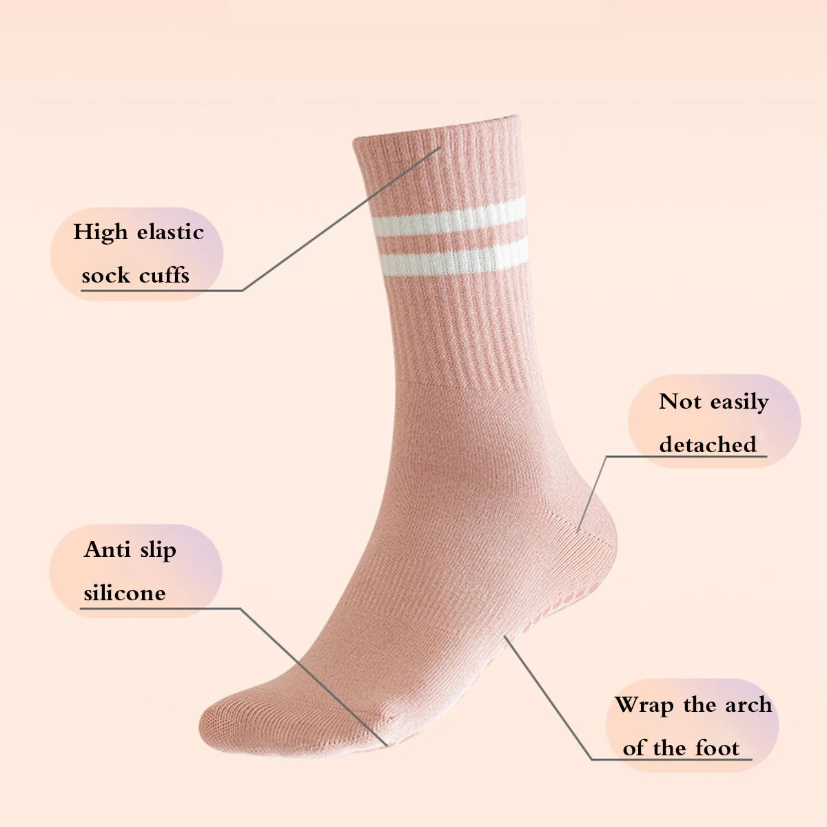 Non Slip Pilates Socks With Grips For Women Breathable Yoga  Barre Socks For Secure Movement 3