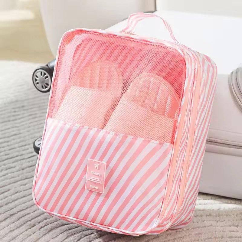 Waterproof Portable Shoe Bag, Black Gray Travel Organizer, 3 Layer Storage for Suitcase and Hanging Shoes