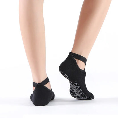 Comfortable Women Breathable Yoga Socks Five Toe Silicone NonSlip Bandage Pilates Socks For Ballet  5