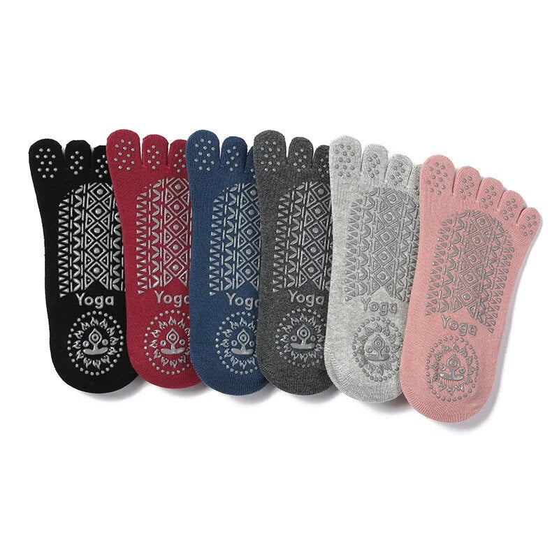 Comfortable Women Breathable Yoga Socks Five Toe Silicone NonSlip Bandage Pilates Socks For Ballet  6
