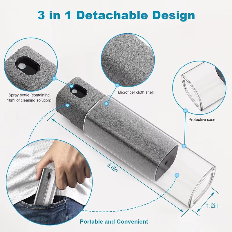 Mini Screen Cleaner Spray With Microfiber Cloth  Portable Phone  Tablet Cleaning Kit For IPhone IPa 1