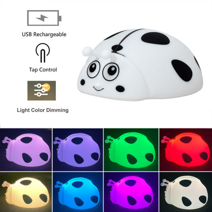 Adorable Ladybug Night Light, USB Rechargeable Nursery Lamp, Touch Control Silicone Sleeping Light for Babies and Kids