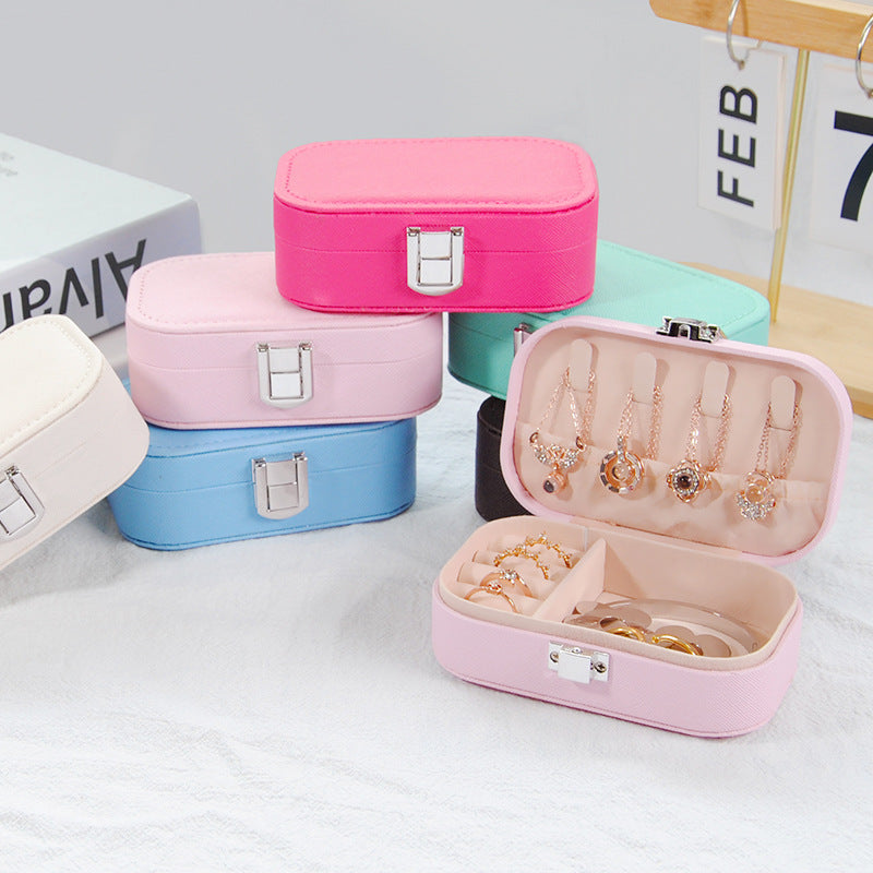 Korean Portable Jewelry Storage Box, Simple Snap Button Earrings Organizer, Necklace Ring Travel Jewelry Case