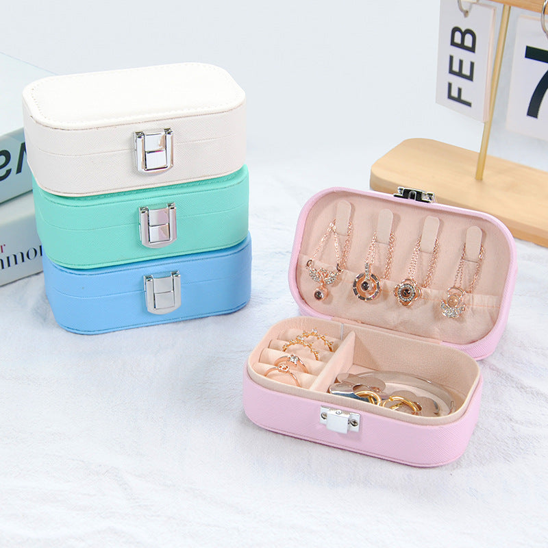 Korean Portable Jewelry Storage Box, Simple Snap Button Earrings Organizer, Necklace Ring Travel Jewelry Case