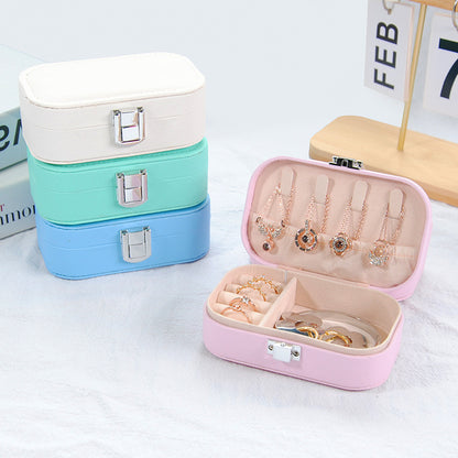 Korean Portable Jewelry Storage Box, Simple Snap Button Earrings Organizer, Necklace Ring Travel Jewelry Case