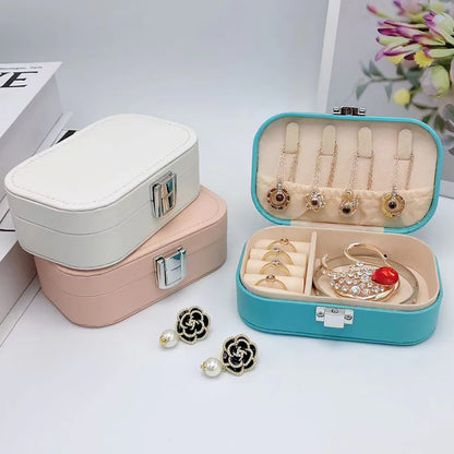 Korean Portable Jewelry Storage Box, Simple Snap Button Earrings Organizer, Necklace Ring Travel Jewelry Case