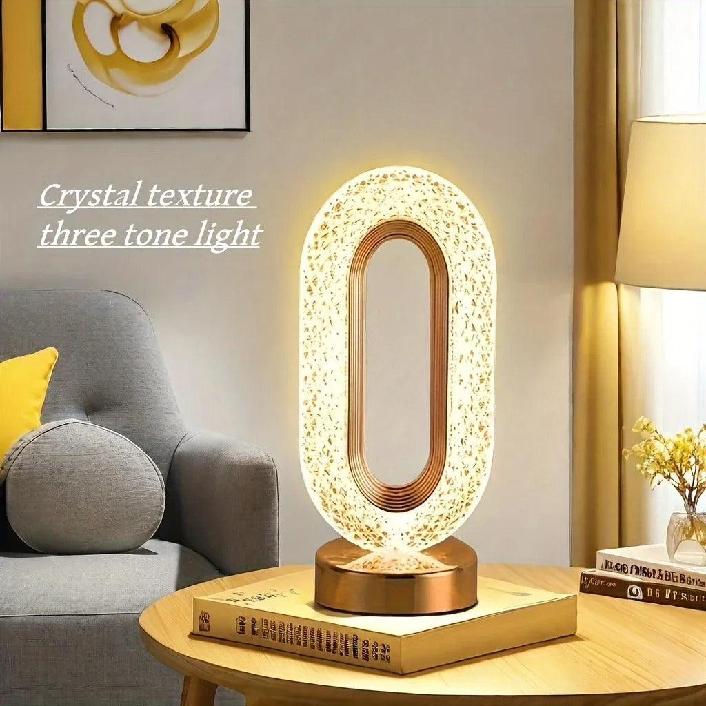 Creative 3D Track Crystal Table Lamp, USB Charging Night Light for Bedroom, Office, Living Room, Party Decoration