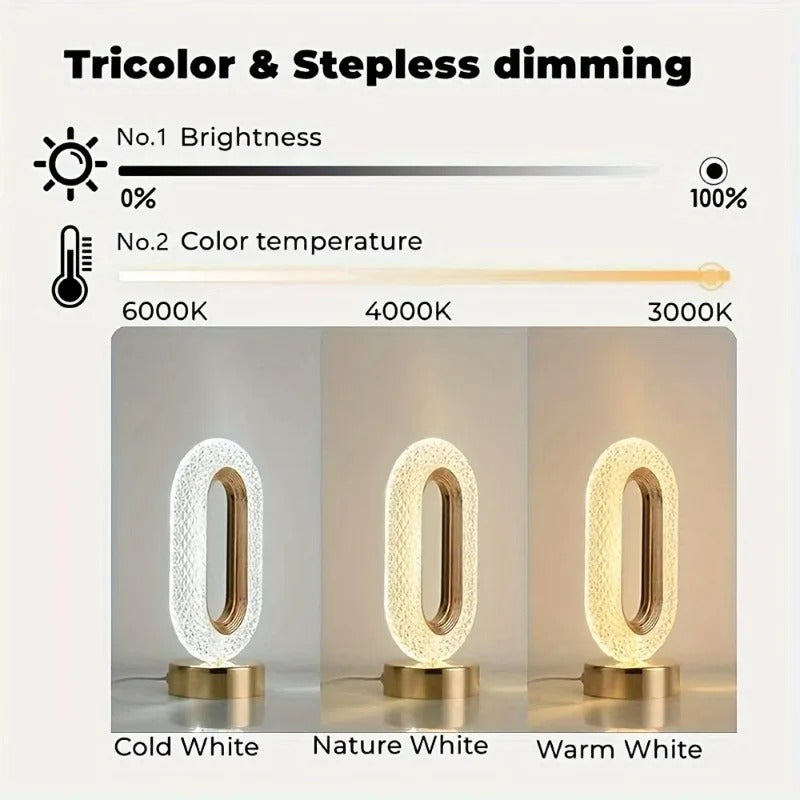 Creative 3D Track Crystal Table Lamp, USB Charging Night Light for Bedroom, Office, Living Room, Party Decoration