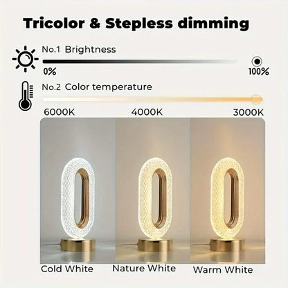 Creative 3D Track Crystal Table Lamp, USB Charging Night Light for Bedroom, Office, Living Room, Party Decoration