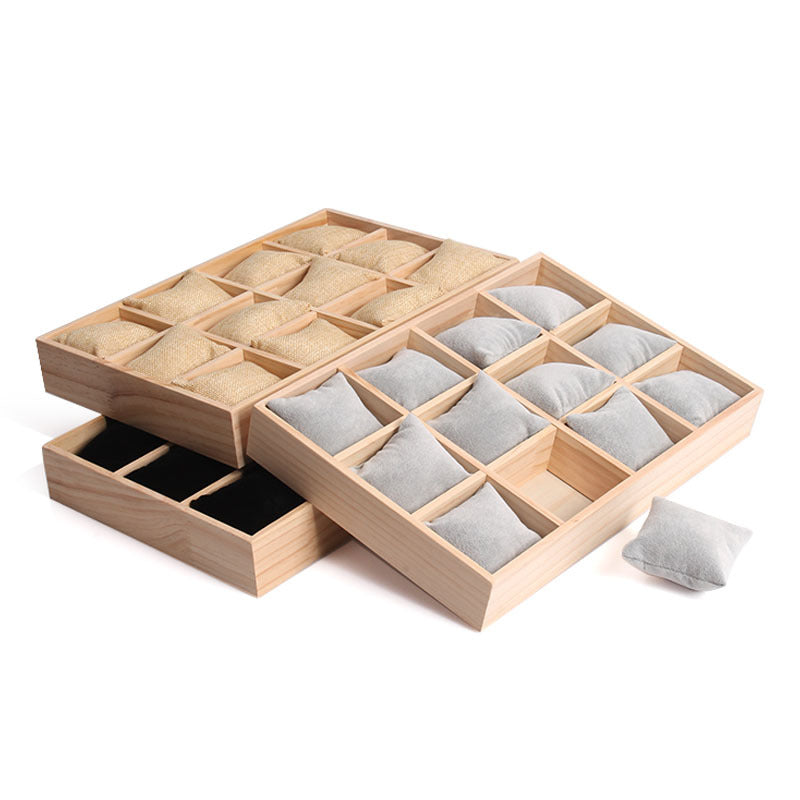 Solid Wood Pillow Plate, Watch Bracelet Storage Display Plate, 12 Digit Wood Frame Organizer