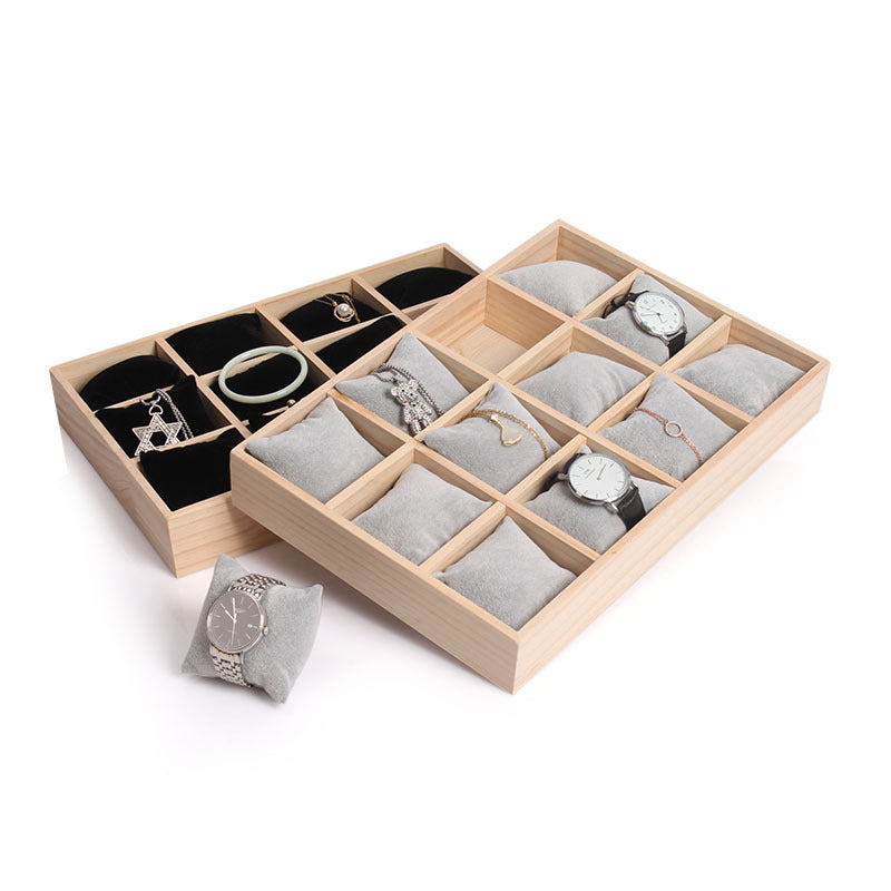 Solid Wood Pillow Plate Watch Bracelet Storage Display Plate 12 Digit Wood Frame Organizer 5