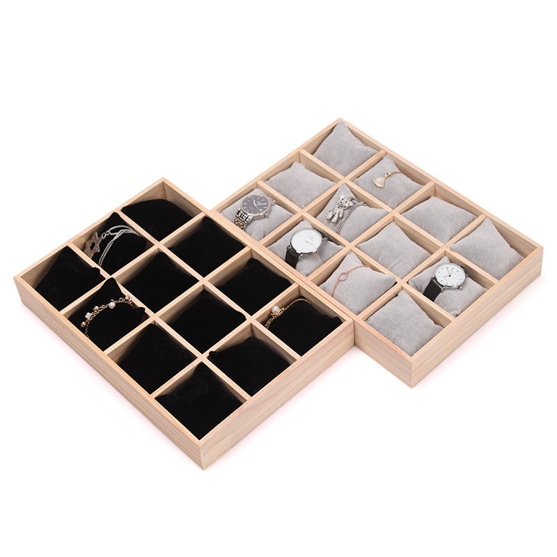 Solid Wood Pillow Plate Watch Bracelet Storage Display Plate 12 Digit Wood Frame Organizer 6