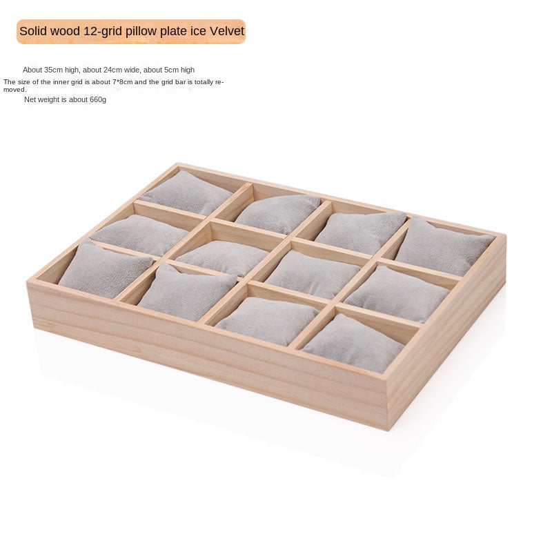 Solid Wood Pillow Plate Watch Bracelet Storage Display Plate 12 Digit Wood Frame Organizer 1