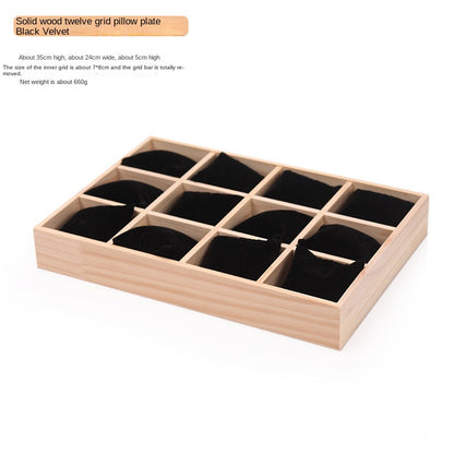 Solid Wood Pillow Plate Watch Bracelet Storage Display Plate 12 Digit Wood Frame Organizer 2