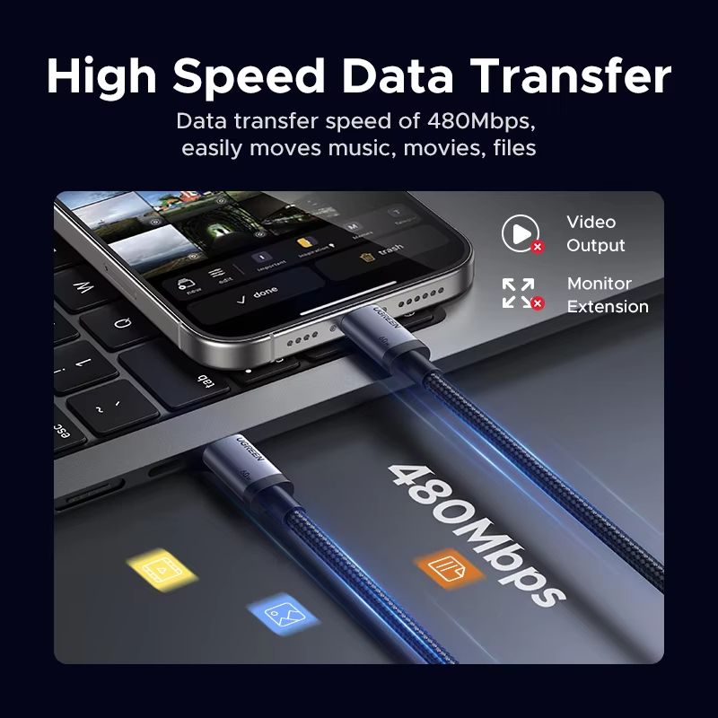UGREEN USBC PD60W Fast Charging Cable  HighSpeed Data  Power Delivery Cord For IPhone 171615 Samsun 2