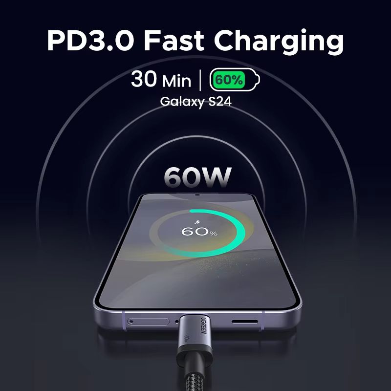 UGREEN USBC PD60W Fast Charging Cable  HighSpeed Data  Power Delivery Cord For IPhone 171615 Samsun 3
