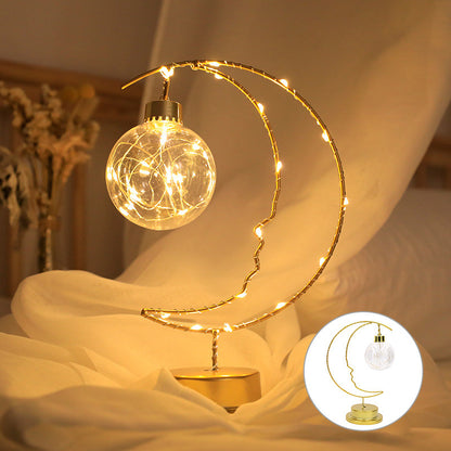 Moon Shape LED Night Lamp, Home Decoration Star, Heart Iron Material Indoor Ornament, Small LED Light for Gift