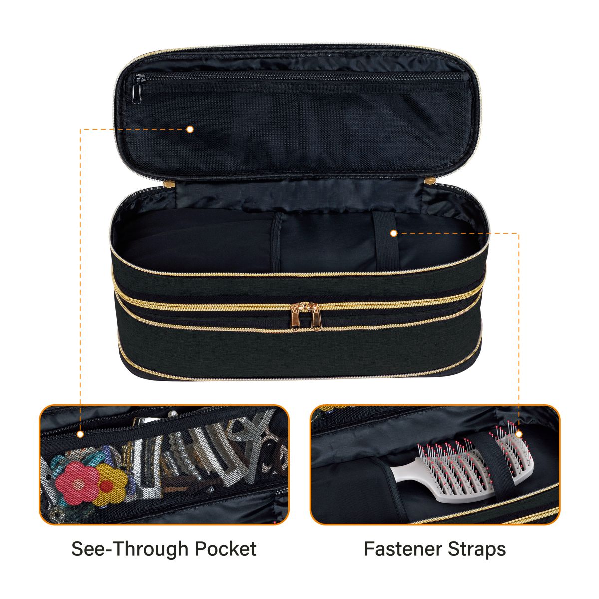 Slim Expandable Handheld Hair Dryer Storage Bag Portable Double Layer Travel Storage Bag 10