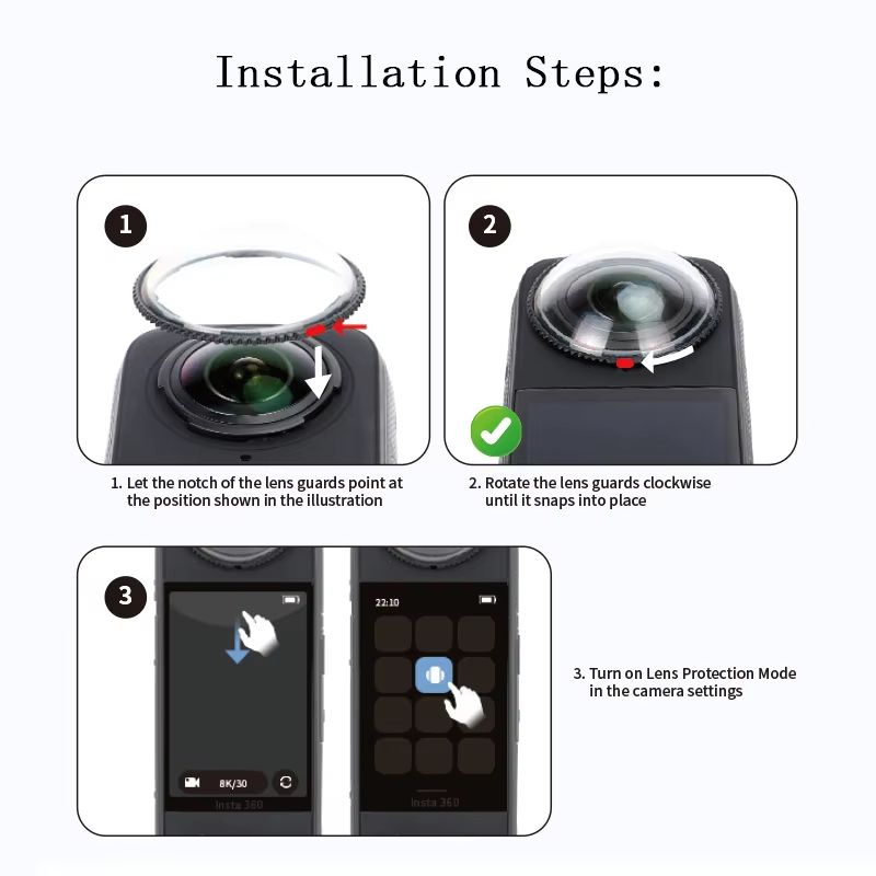 Lens Protection Kit For Insta360 X5X4  AntiScratch Lens Guards Screen Protector Film  Storage Bag 3