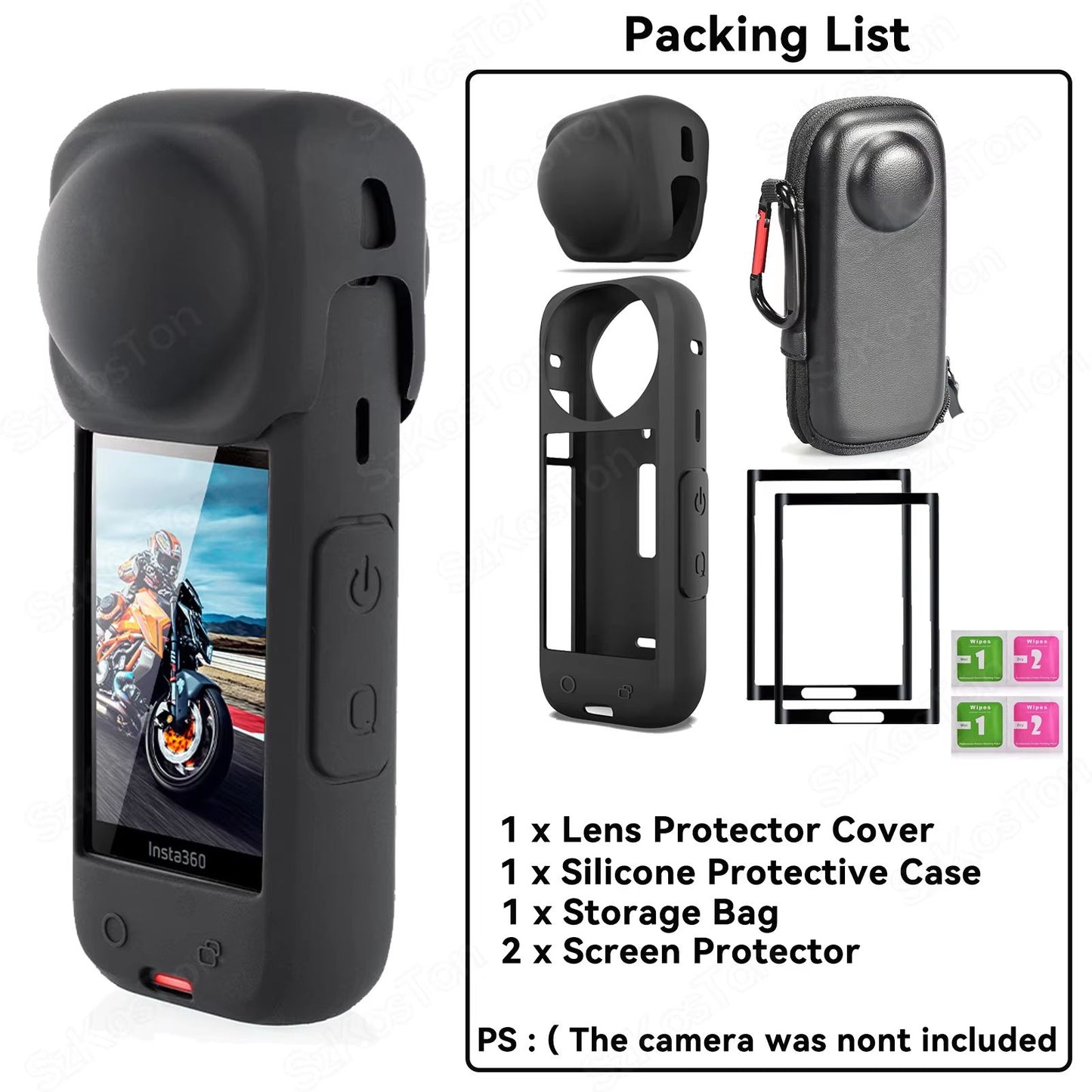 Lens Protection Kit For Insta360 X5X4  AntiScratch Lens Guards Screen Protector Film  Storage Bag 12