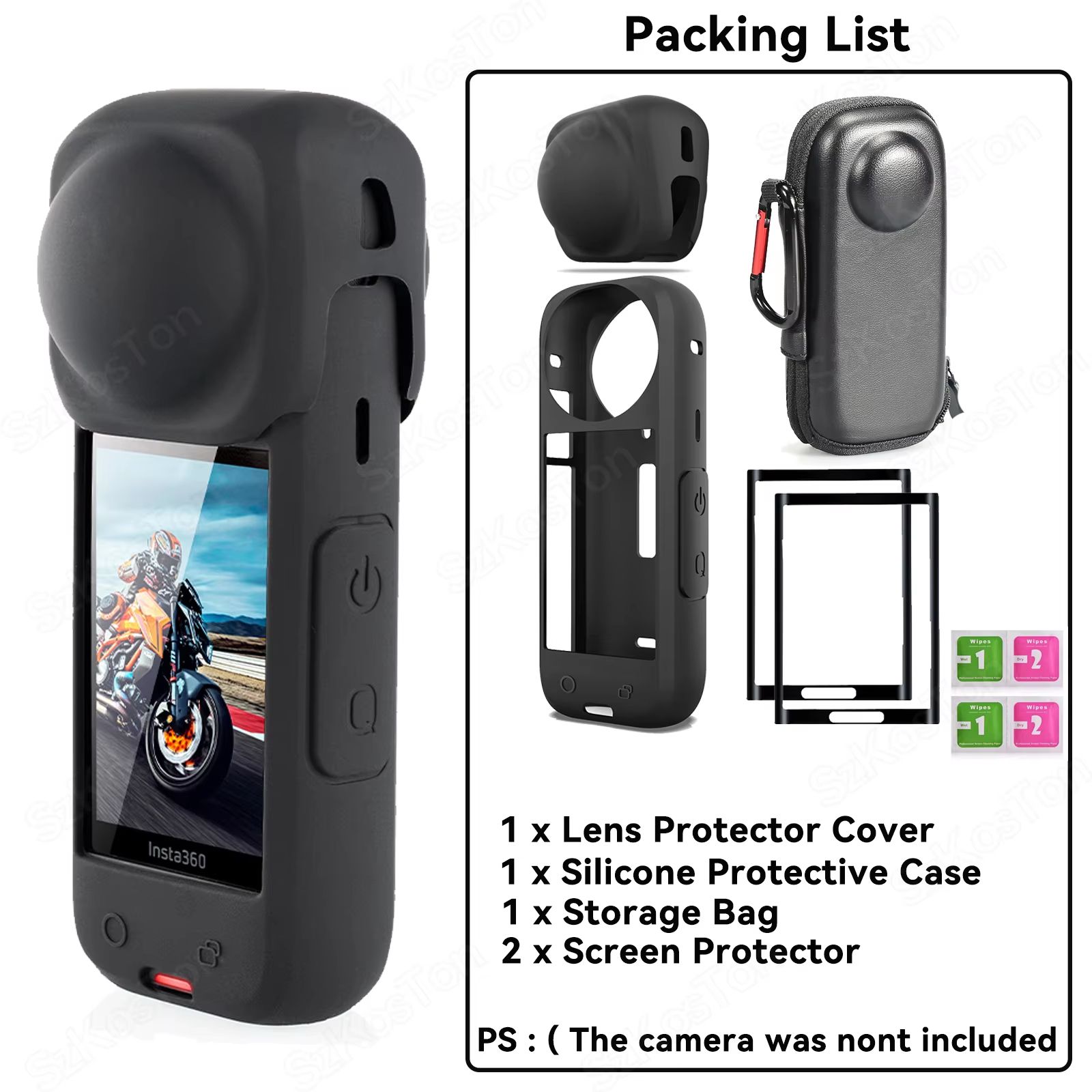 Lens Protection Kit For Insta360 X5X4  AntiScratch Lens Guards Screen Protector Film  Storage Bag 12