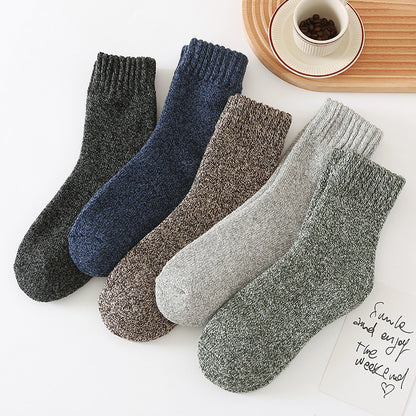 Blended Cashmere Mens Mid-Calf Thermal Terry Socks, Thick Winter Fleece-Lined Towel Socks for Ultimate Warmth & Style