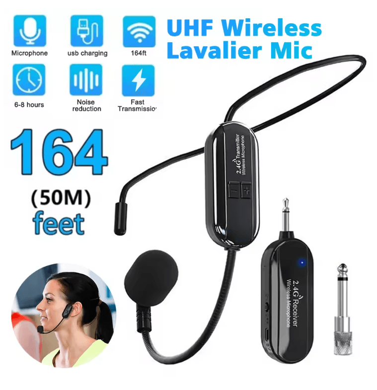 ClearVoice 2.4G Wireless Headset Microphone Kit for Teaching Stage and Fitness