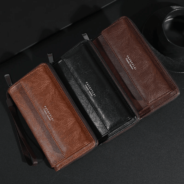 UrbanCraft Mens PU Leather Zipper Wallet and Clutch Bag