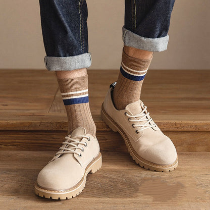High-Quality Harajuku Retro Mens Striped Socks, Fashionable Casual Long Socks for Men, Comfortable Large Size