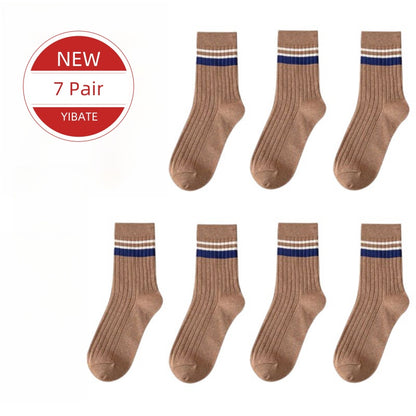 High-Quality Harajuku Retro Mens Striped Socks, Fashionable Casual Long Socks for Men, Comfortable Large Size