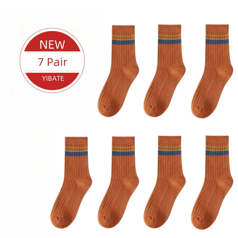 High-Quality Harajuku Retro Mens Striped Socks, Fashionable Casual Long Socks for Men, Comfortable Large Size