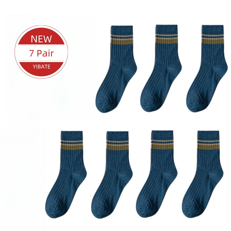 High-Quality Harajuku Retro Mens Striped Socks, Fashionable Casual Long Socks for Men, Comfortable Large Size