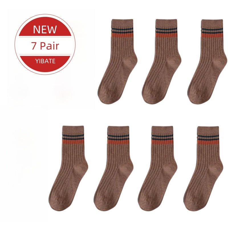 High-Quality Harajuku Retro Mens Striped Socks, Fashionable Casual Long Socks for Men, Comfortable Large Size