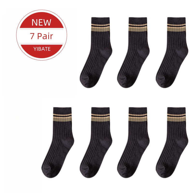 High-Quality Harajuku Retro Mens Striped Socks, Fashionable Casual Long Socks for Men, Comfortable Large Size