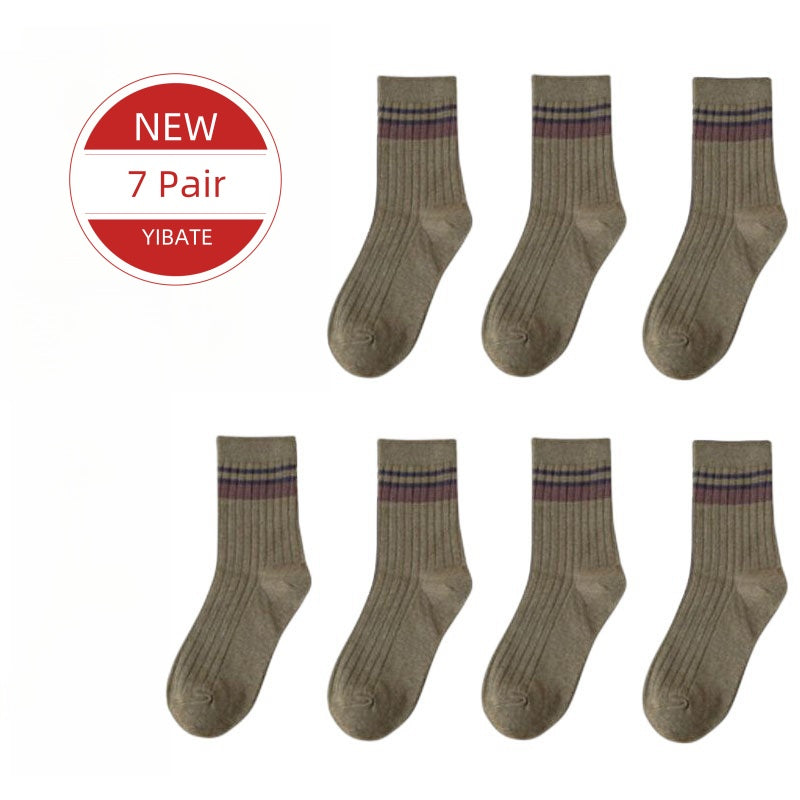 High-Quality Harajuku Retro Mens Striped Socks, Fashionable Casual Long Socks for Men, Comfortable Large Size