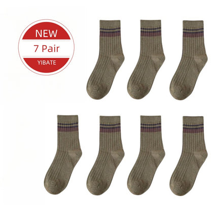 High-Quality Harajuku Retro Mens Striped Socks, Fashionable Casual Long Socks for Men, Comfortable Large Size
