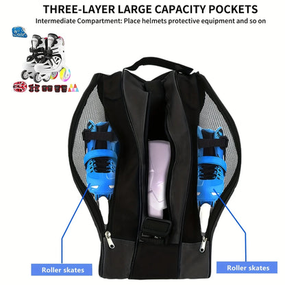 ThreeLayer Large Capacity Skate Storage Bag Handheld Thickened Skate Bag Adjustable Shoulder Strap  6
